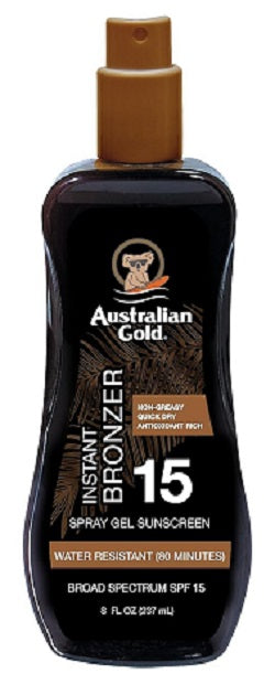 Australian Gold Spray Gel Sunscreen with Instant Bronzer SPF 30, 8 Ounce | Moisturize & Hydrate Skin | Broad Spectrum | Water Resistant | Non-Greasy | Oxybenzone Free | Cruelty Free 24Hr Smart